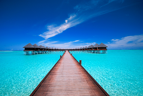 bridge leading to water bungalows - fiji