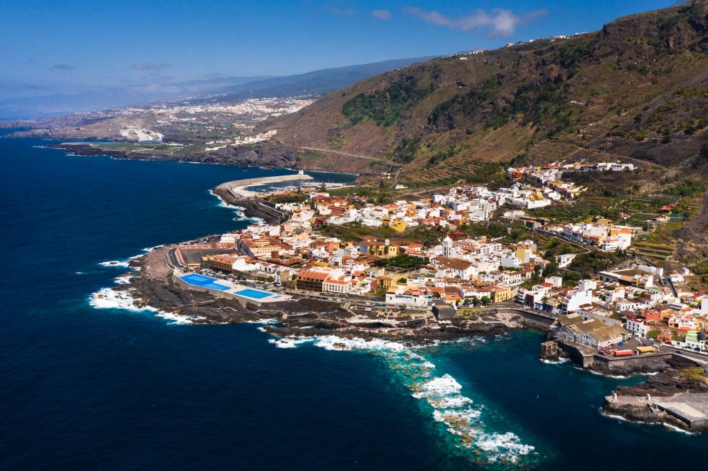 Beach in Tenerife, Canary Islands, Spain.Aerial view of Garachiko in the Canary Islands