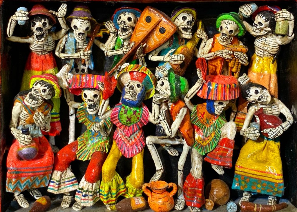 Day of the dead holiday dolls celebrating life and death